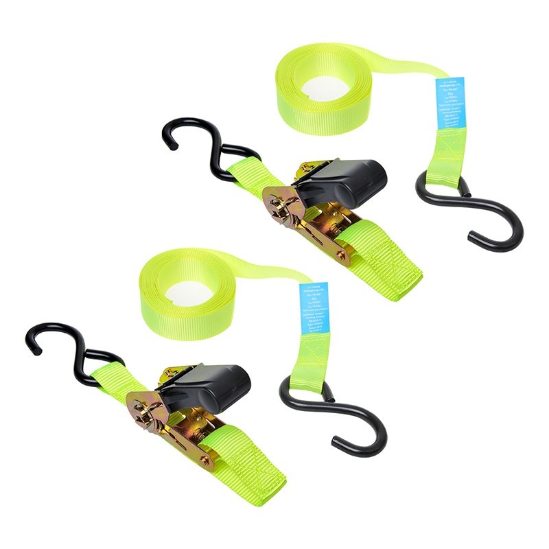 Spanband met ratel + 2 haken 5 meter set van 2 stuks