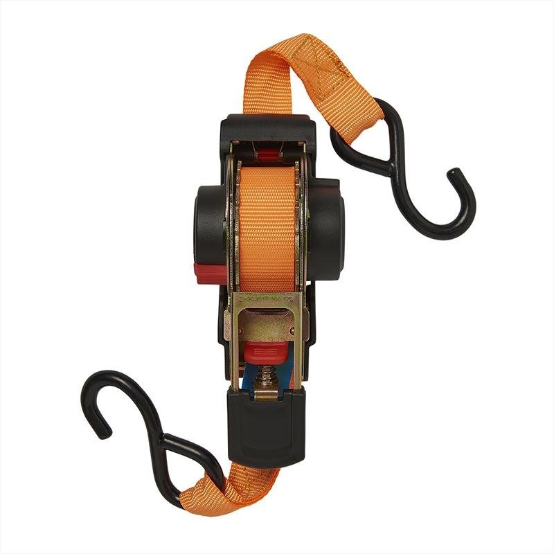 Spanband met ratel + 2 haken 350cm 320kg automatisch oprollend