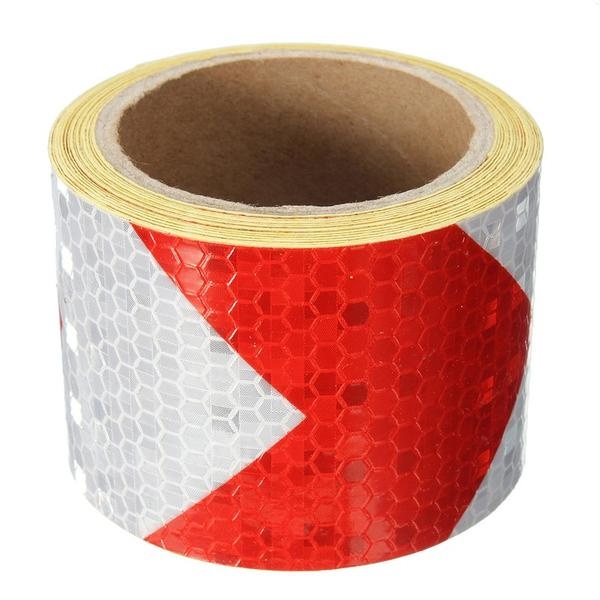 Reflecterende pijl tape wit/rood 3 meter x 5 cm breed