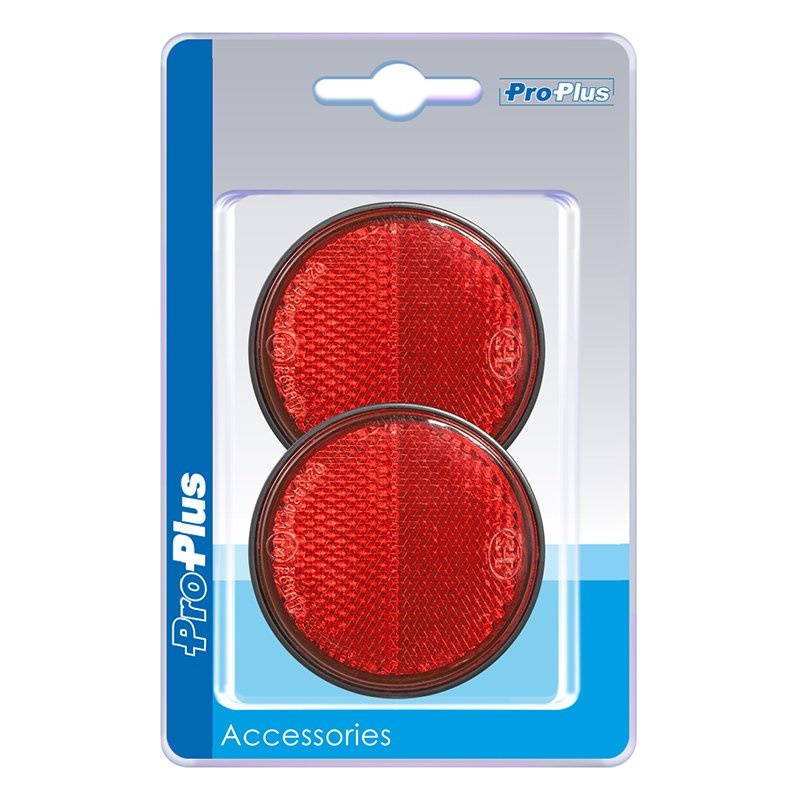 Reflector rood 58mm zelfklevend met grondplaat 2 stuks