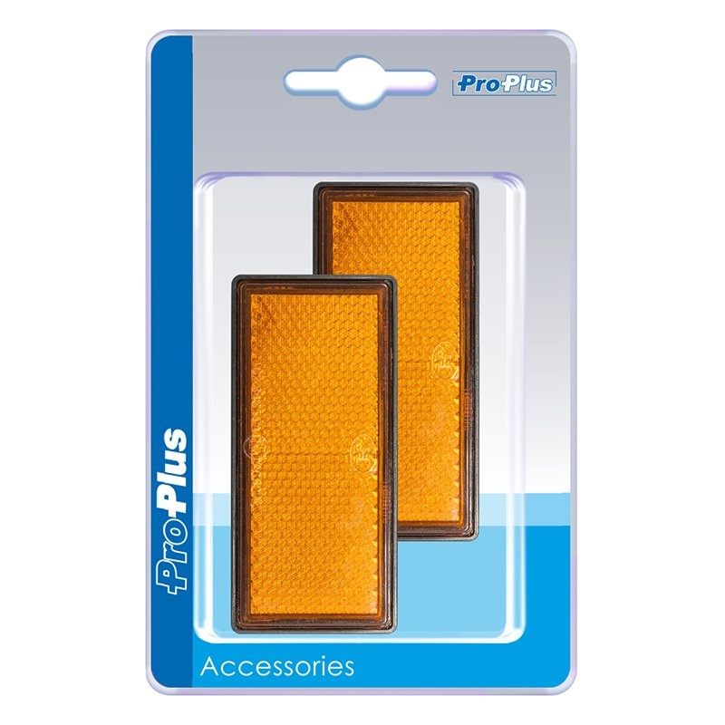 Reflector oranje 85x39mm zelfklevend met grondplaat 2 stuks