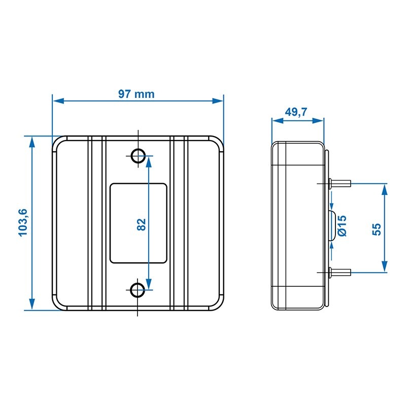 Achterlicht 4 functies 98x104mm inclusief gloeilampjes
