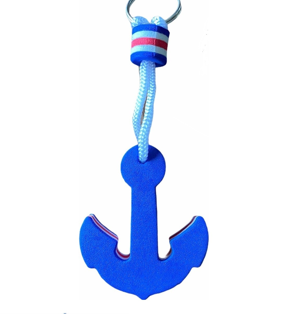 Drijvende sleutelhanger anker blauw-rood-wit.