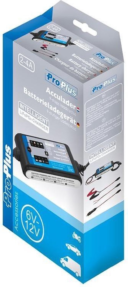 Acculader 6V/12V 2-4Amp. 9-staps laadcyclus LiFePO4