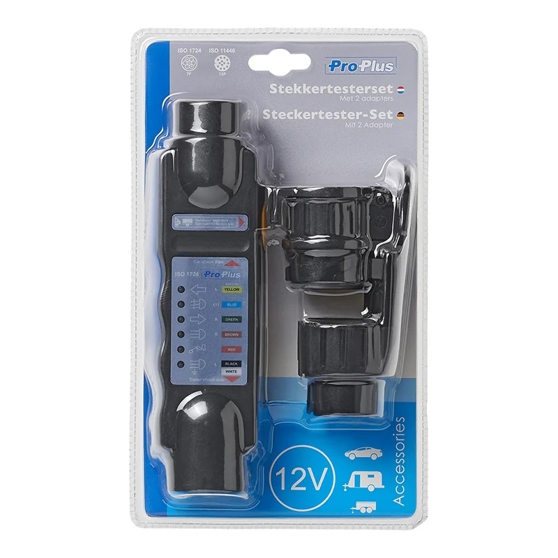 Stekkertester 7-polig 12V set met 2 adapters in blister