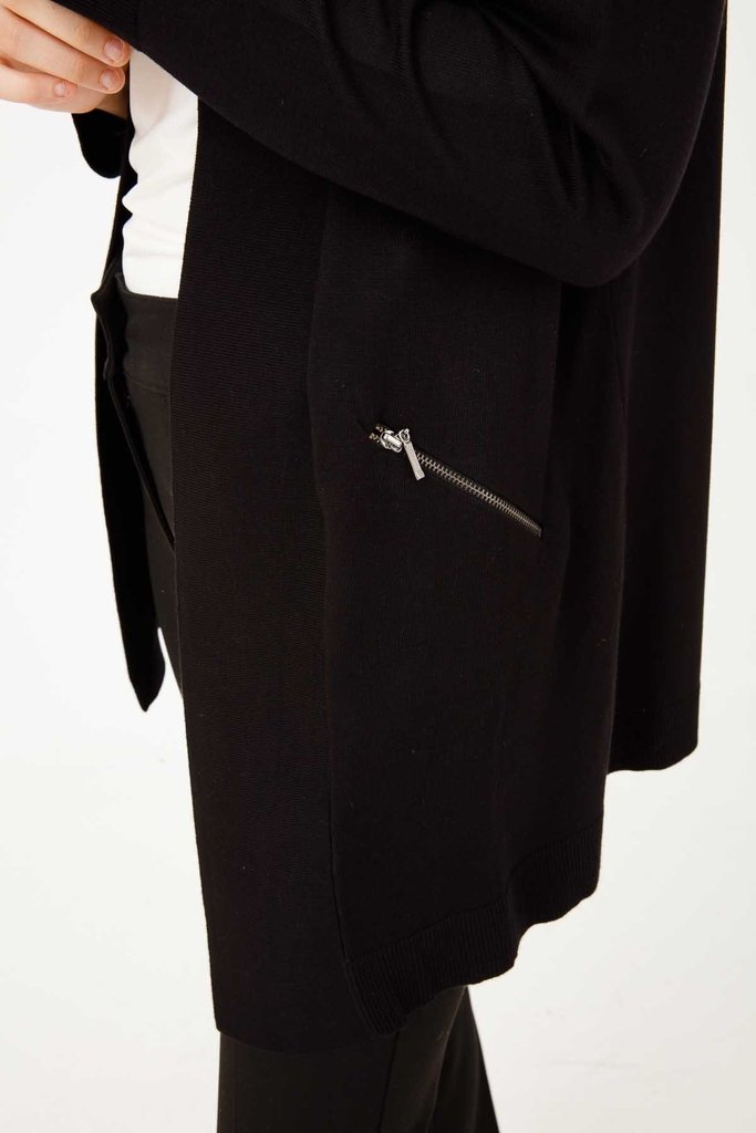 On Fashion Cardigan tricot à poche zippée - noir