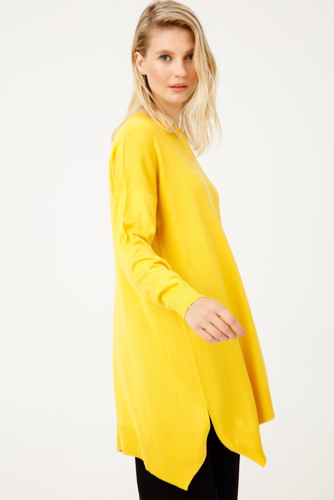 On Fashion Tunique tricot col ras-du-cou - jaune