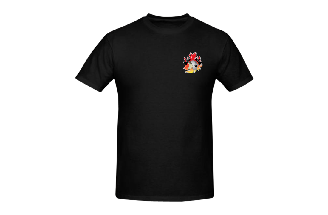 Logo helmet flames borst + brandweer op rug T-Shirt