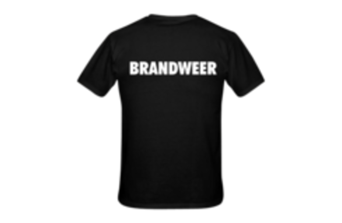 Logo helmet flames borst + brandweer op rug T-Shirt