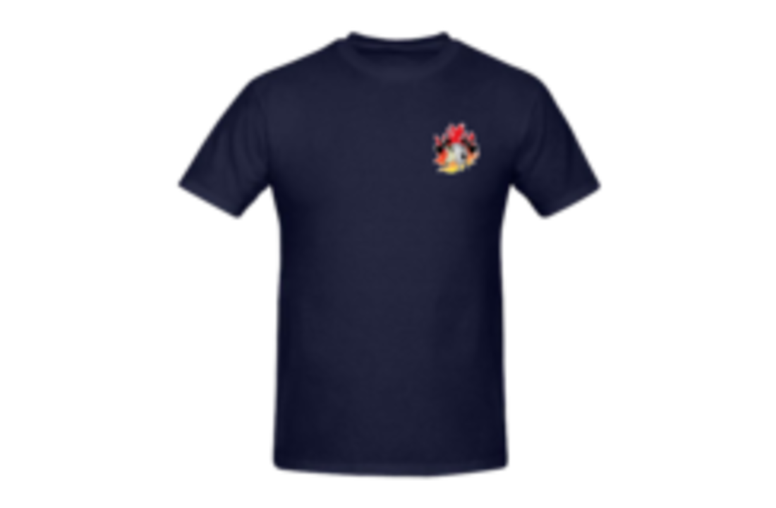Logo helmet flames borst + brandweer op rug T-Shirt