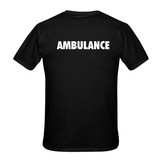 Blauwe lijn borst + ambulance op rug T-Shirt