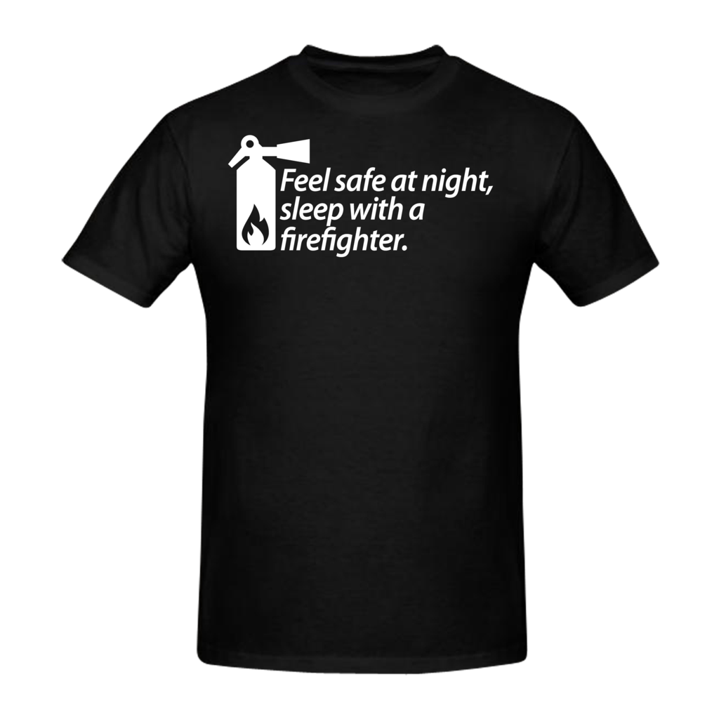 Feel safe at night borst + brandweer op rug T-Shirt