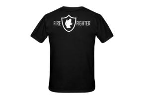 Firefighter in shield op rug + borstlogo T-Shirt