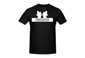 Firefighters 2-man mask borst + brandweer op rug T-shirt
