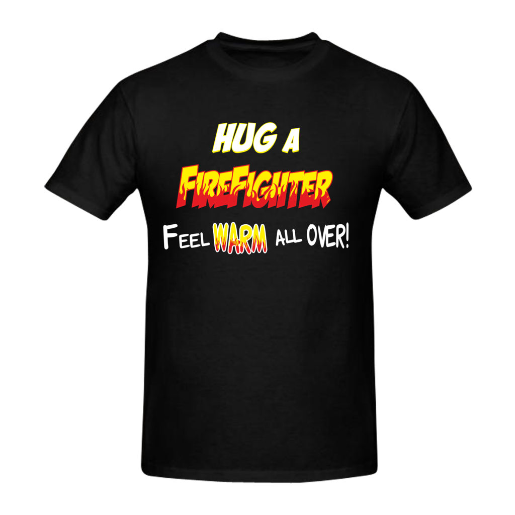Hug a firefighter borst + brandweer op rug T-Shirt