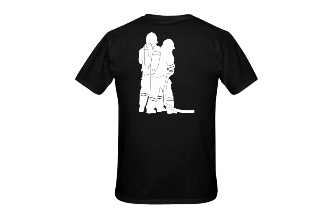 Silhouette op rug + brandweer op borst T-Shirt