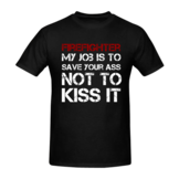 My job is to save... borst + brandweer op rug T-Shirt
