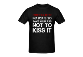 My job is to save... borst + brandweer op rug T-Shirt
