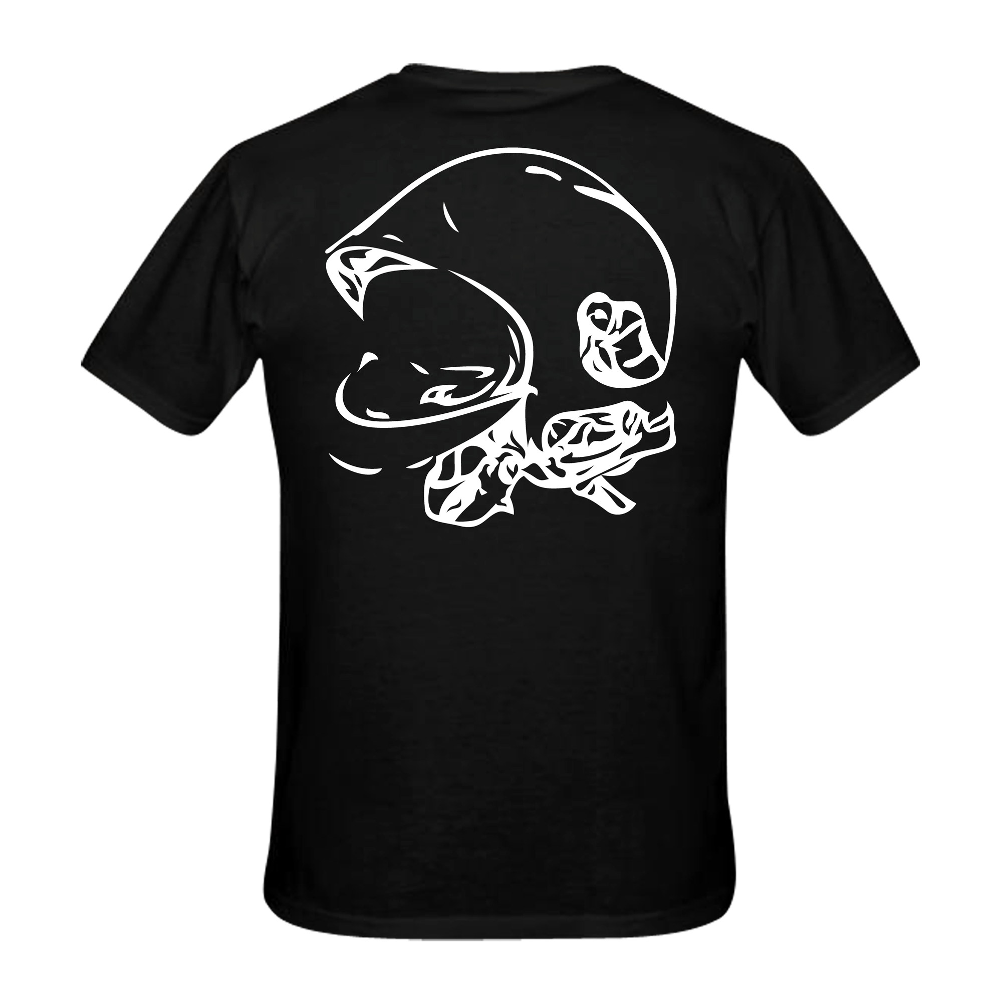 Helmet sketch op rug + borstlogo T-Shirt