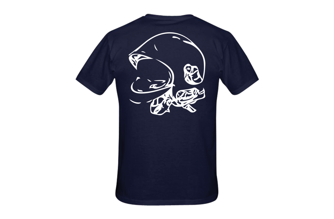 Helmet sketch op rug + borstlogo T-Shirt