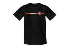 Kids rode streep brw borst + brandweer op rug T-Shirt