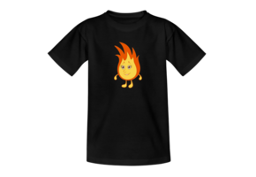 Kids funny flame borst + brandweer op rug T-Shirt