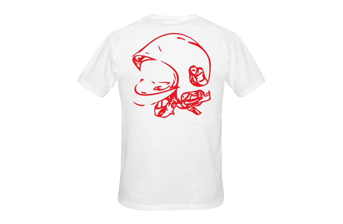 Helmet sketch op rug + borstlogo T-Shirt