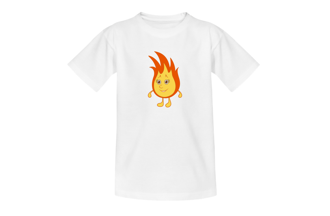 Kids funny flame borst + brandweer op rug T-Shirt