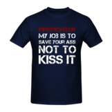 My job is to save... borst + brandweer op rug T-Shirt