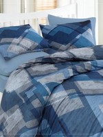 MOSAIC BLUE RANFORCE SINGLE BED LINEN SET