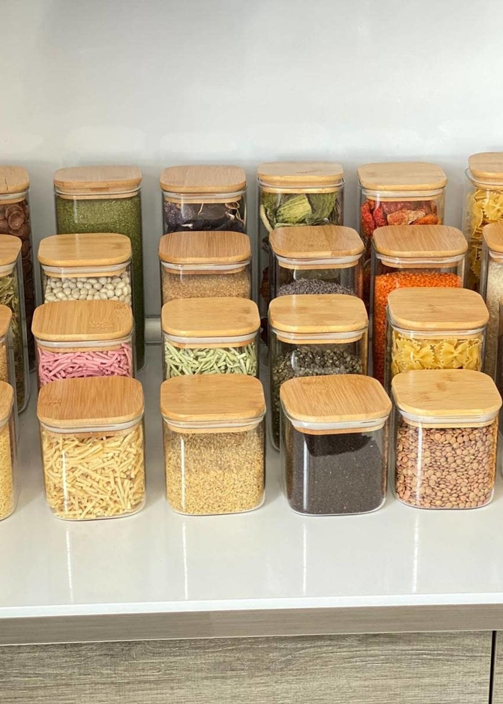 Arow 24 Parça Glass Storage Containers Bamboo Cover