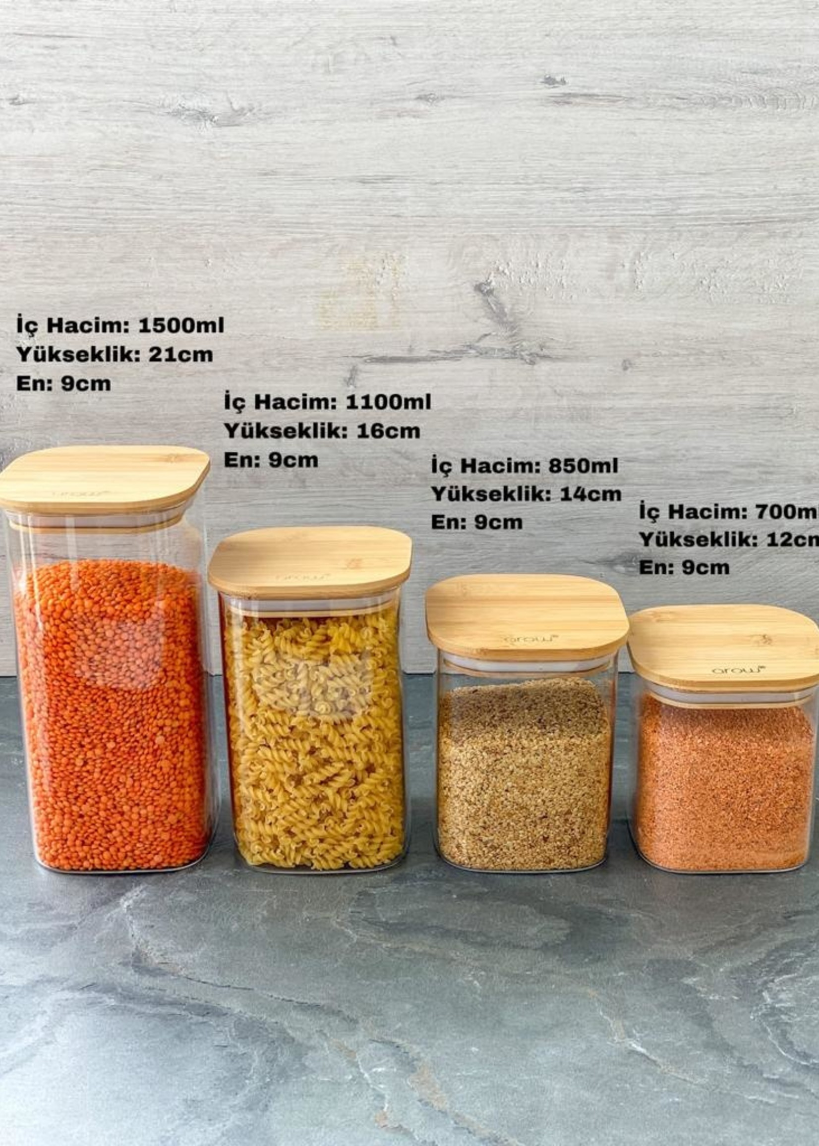 Arow 24 Parça Glass Storage Containers Bamboo Cover