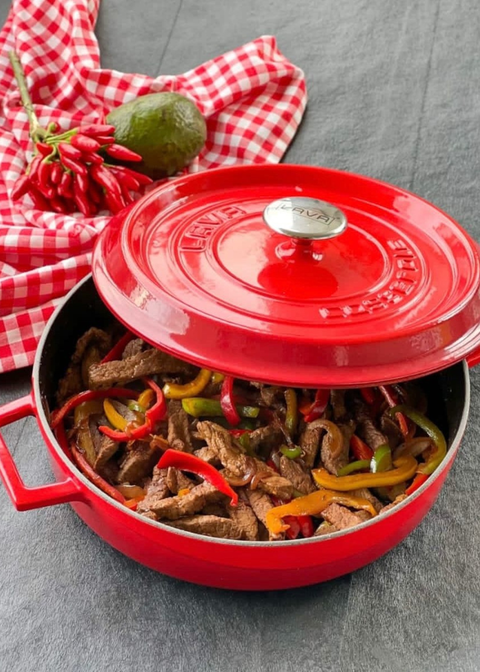 Lava Casting Multi-Purpose Shallow Pot Red 28 cm LV Y ST 28 K2