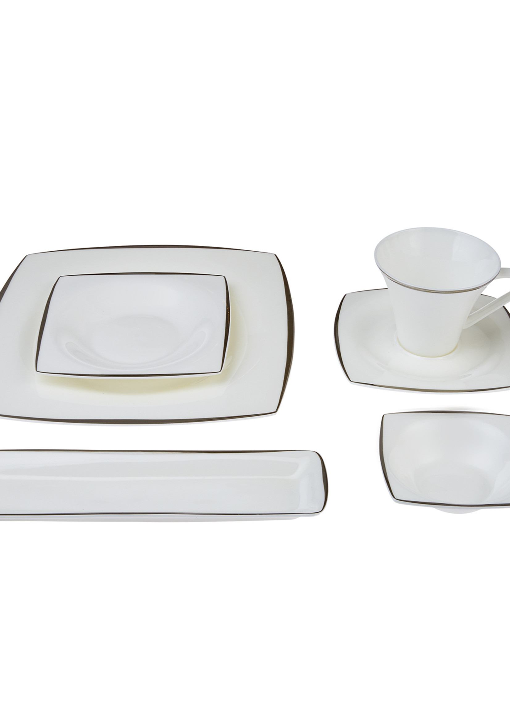 Karaca Fine Pearl Agate 26 Pieces 6 Person Square Pearl Breakfast Set