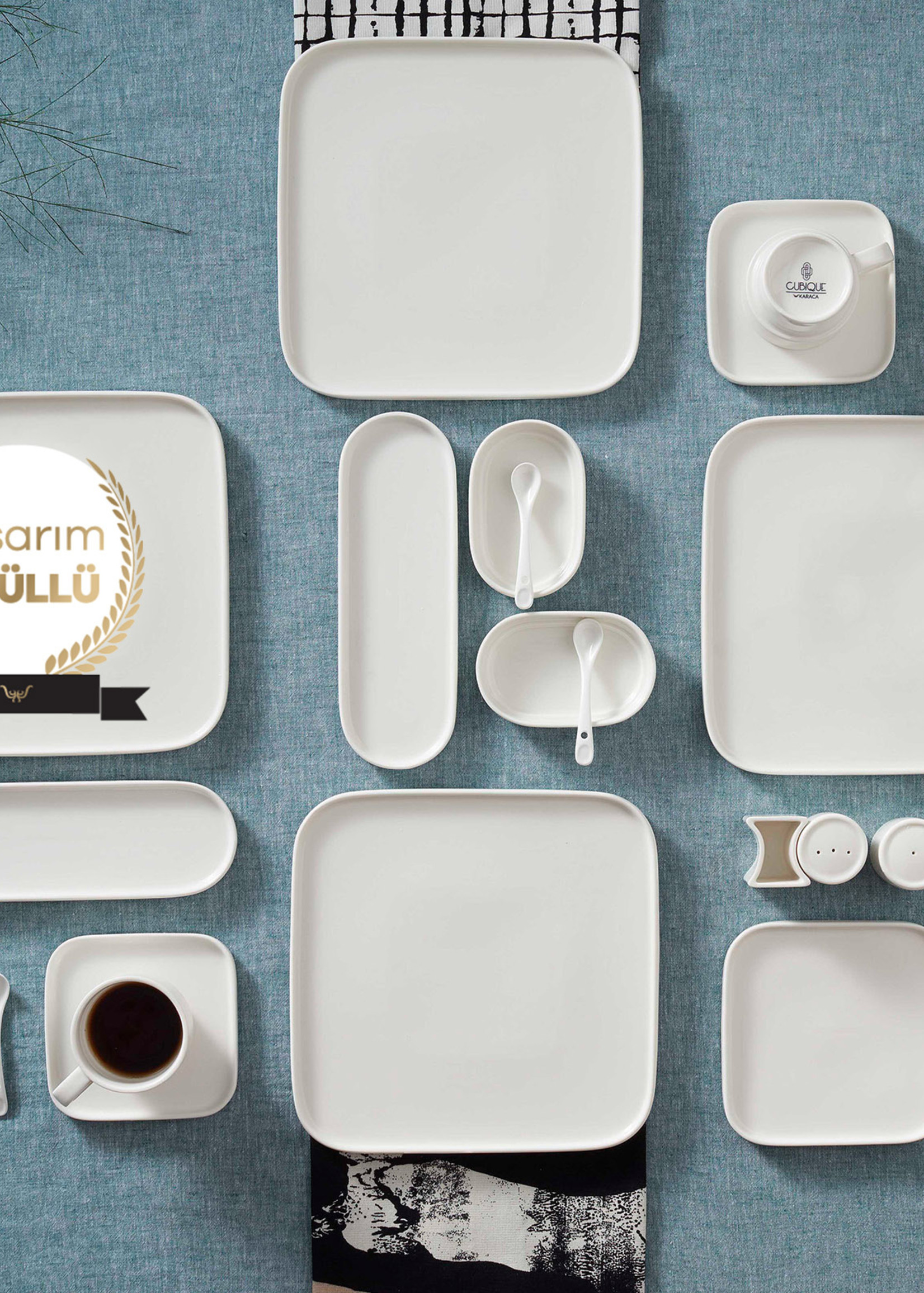 Karaca Cubique 35 Pieces 6 Person Porcelain Breakfast/Serving Set