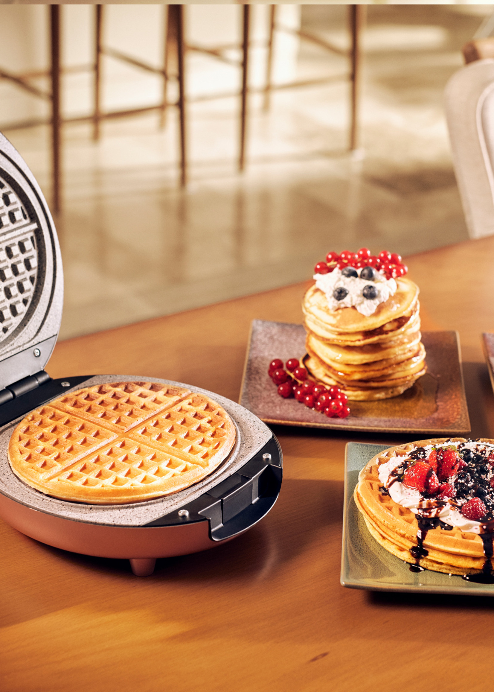 Karaca Funday Rosegold 3-in-1 Waffle Crepe and Kunefe Machine 1000W