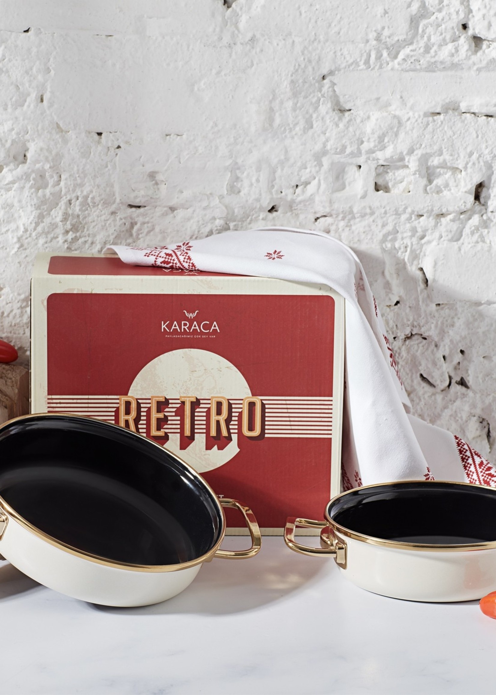 Karaca Retro Enamel Set of 2 Cream Non-toxic