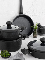 Karaca Bio Diamond Antibacterial 7 Piece Cookware Set with Handle and Induction Base