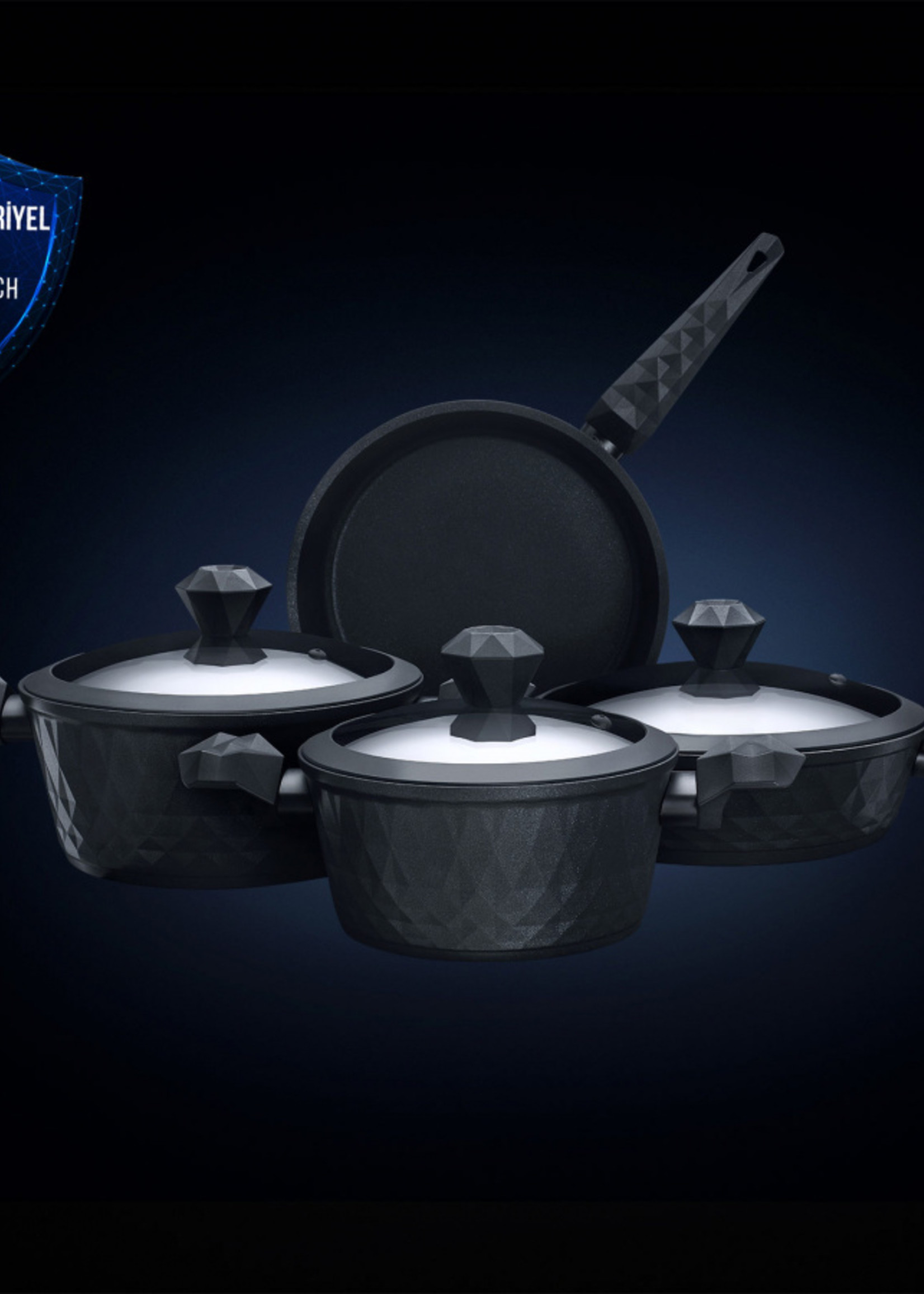 Karaca Bio Diamond Antibacterial 7 Piece Cookware Set with Handle and Induction Base