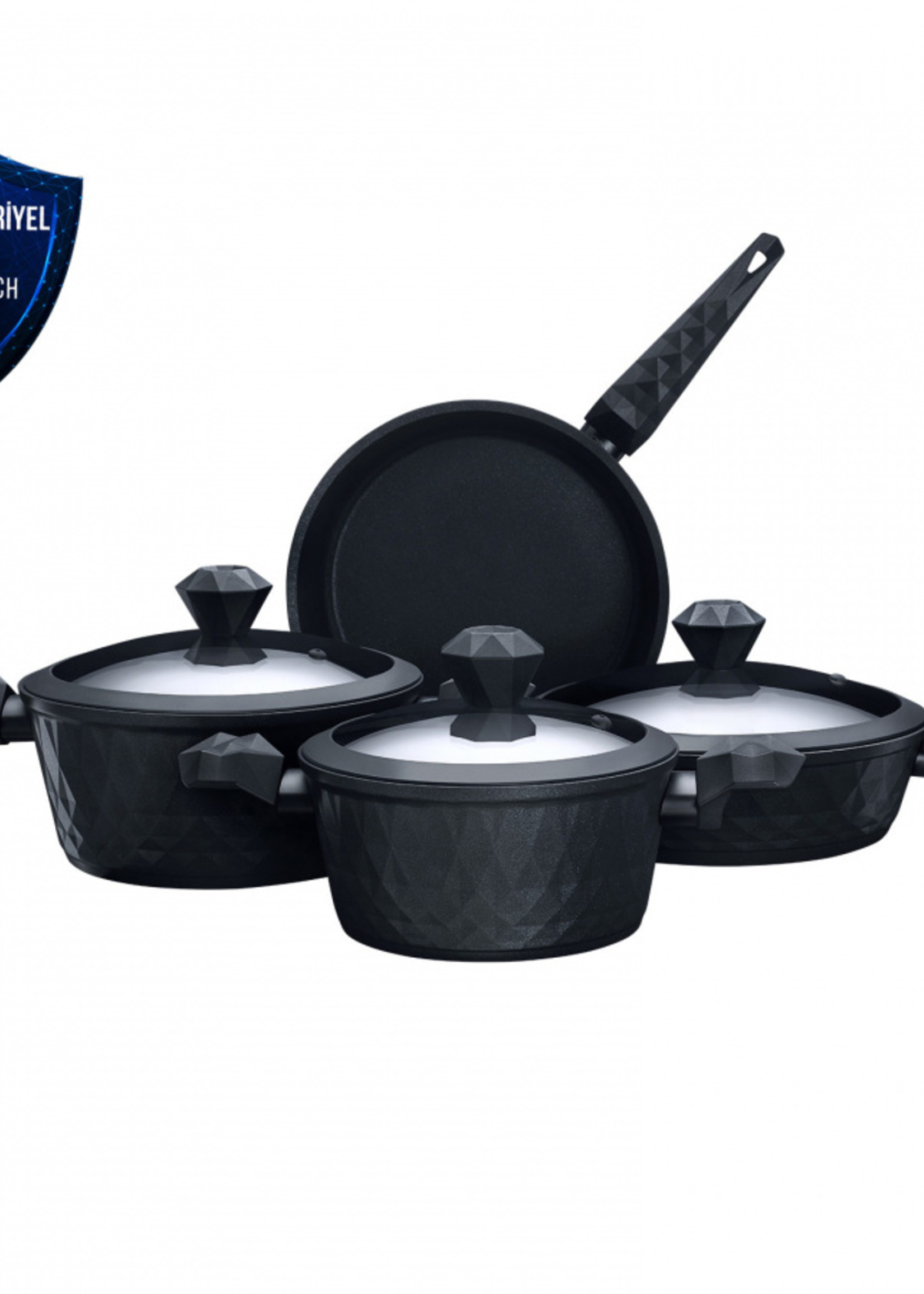 Karaca Bio Diamond Antibacterial 7 Piece Cookware Set with Handle and Induction Base