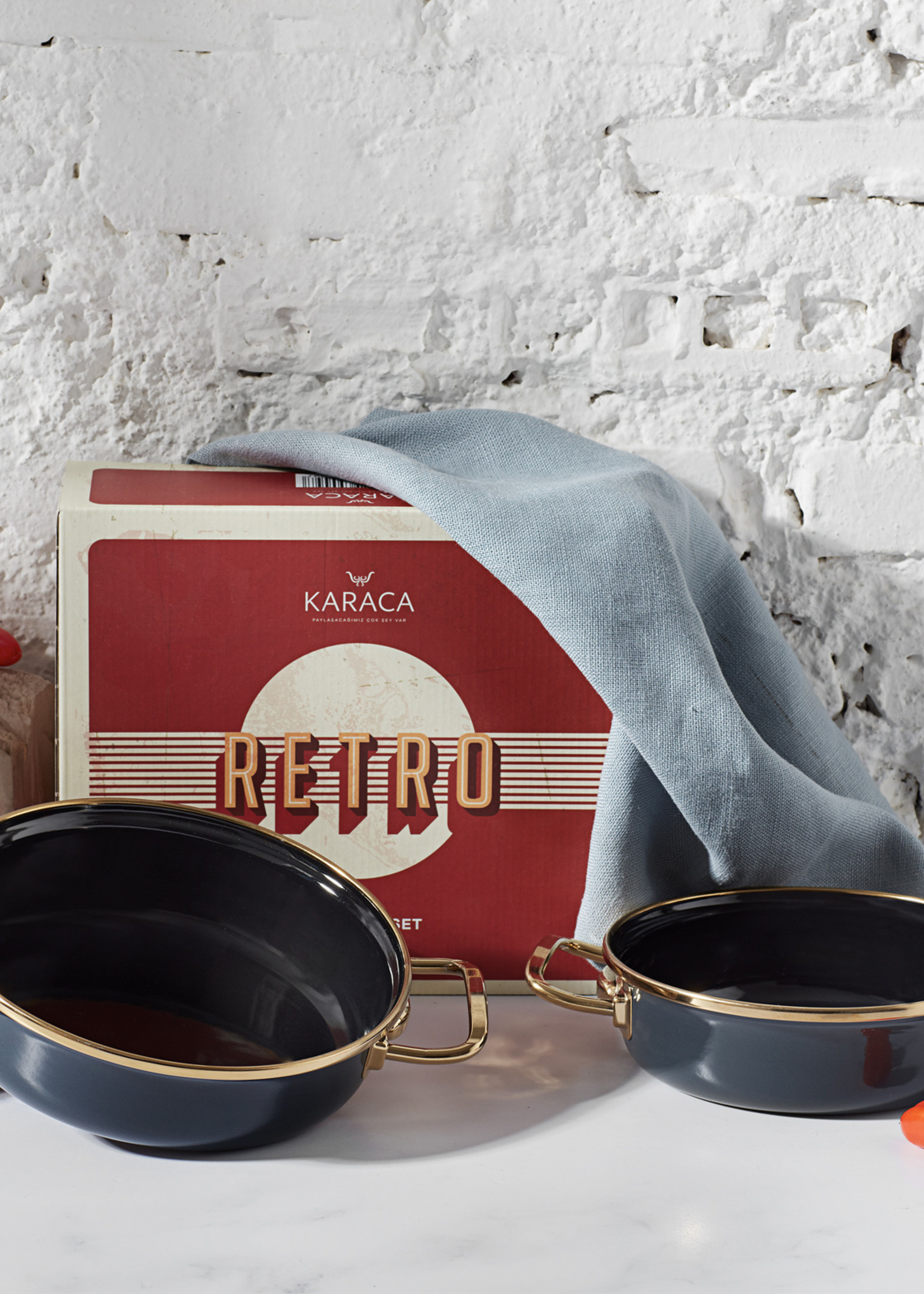 Karaca Retro Enamel Set of 2 Anthracite