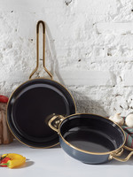 Karaca Retro Enamel Anthracite Frying Pan Set