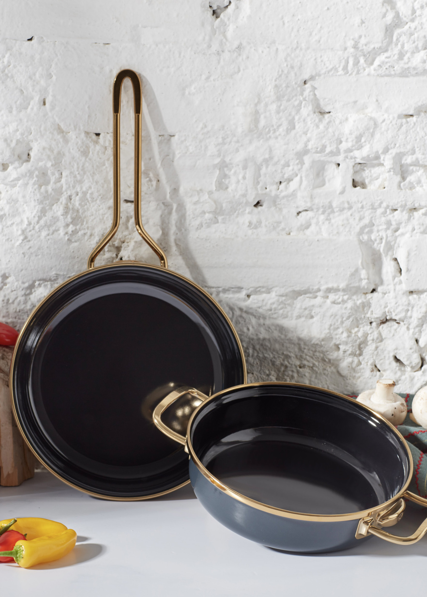 Karaca Retro Enamel Anthracite Frying Pan Set
