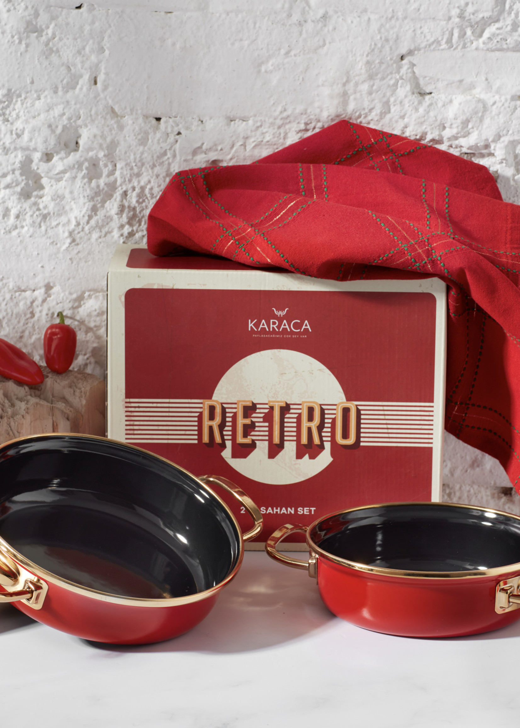 Karaca Retro Enamel Set of 2 Red