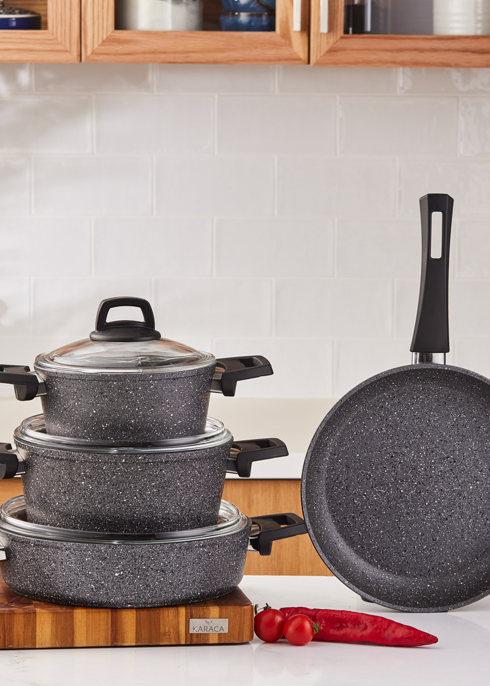 Karaca Atlas Bio Granite 7 Piece Cookware Set