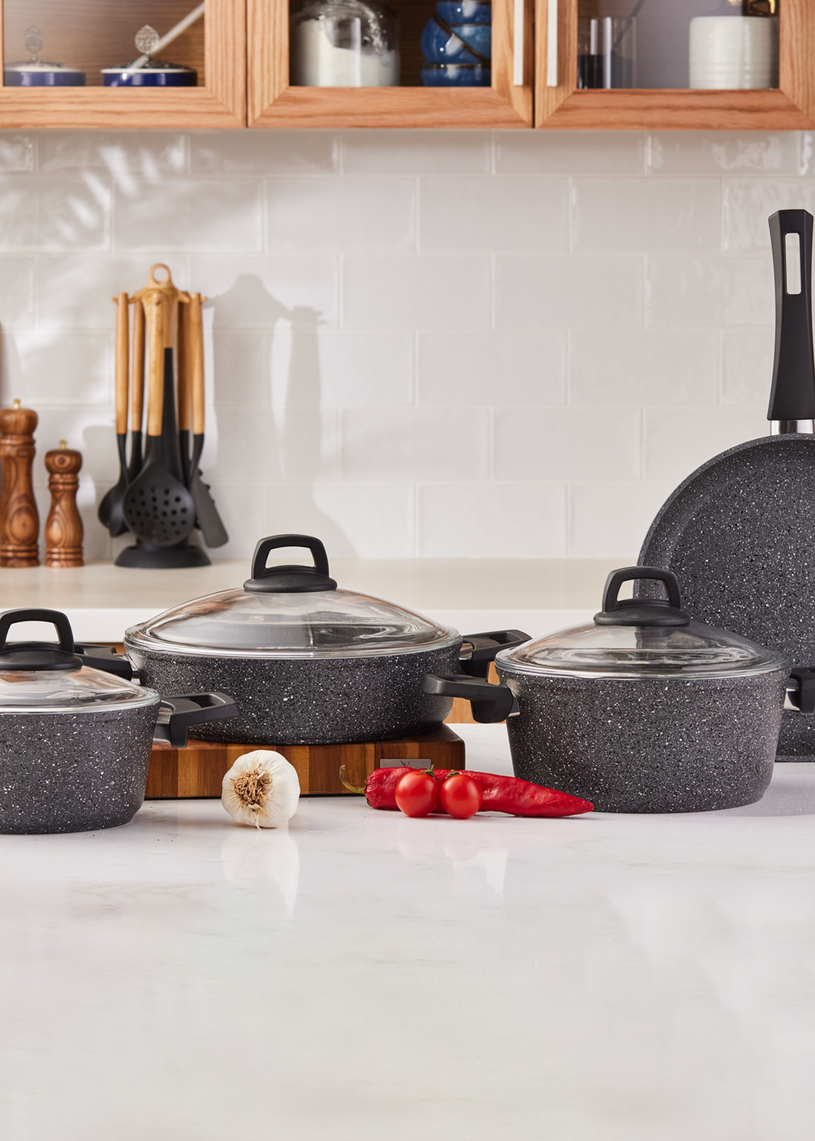 Karaca Atlas Bio Granite 7 Piece Cookware Set