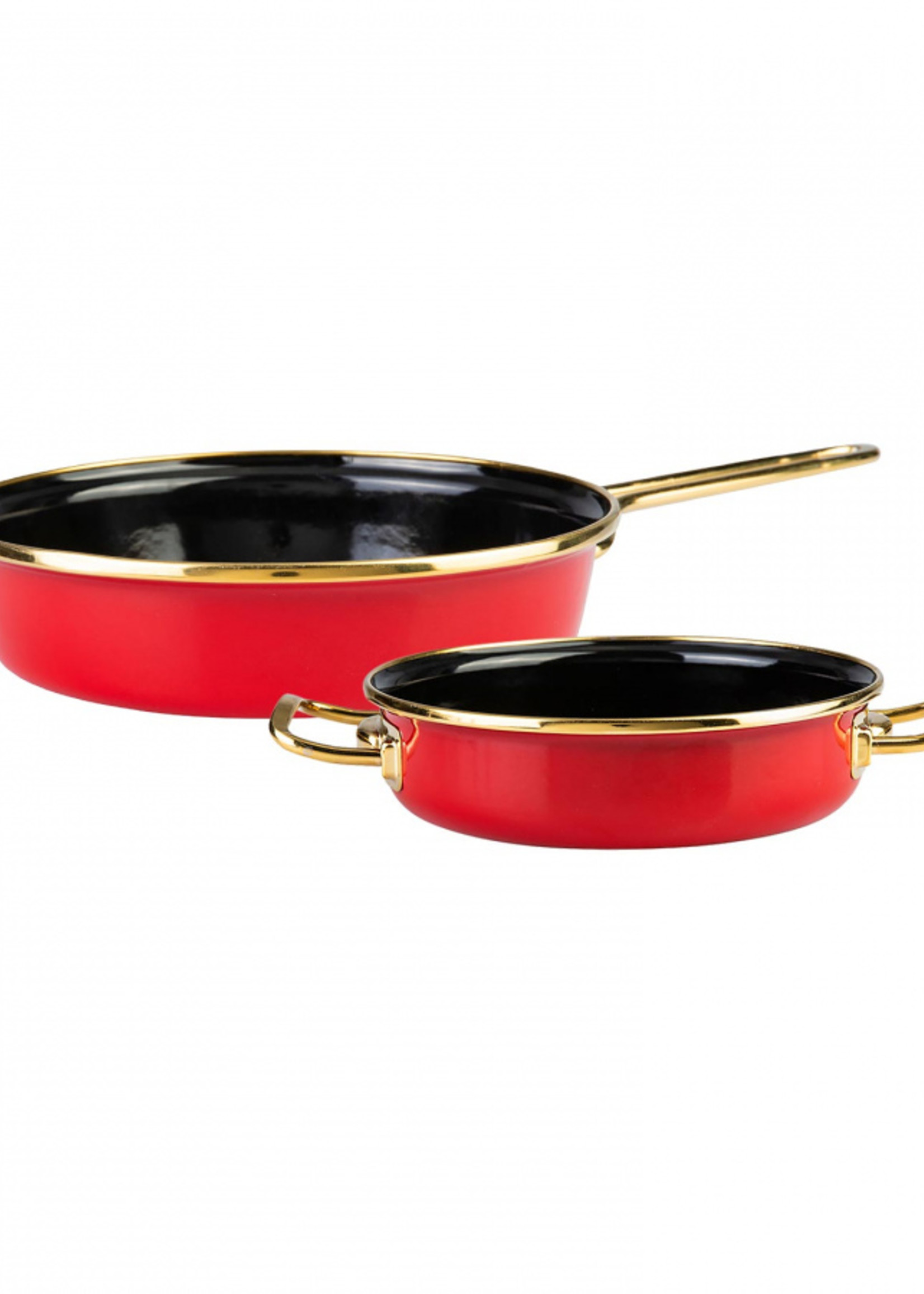 Karaca Retro Enamel Red Frying Pan Set