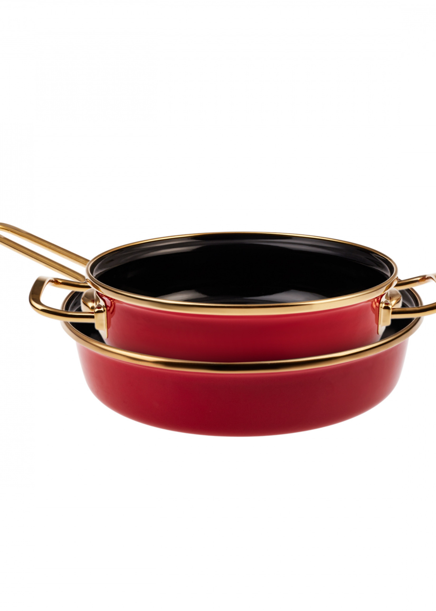 Karaca Retro Enamel Red Frying Pan Set