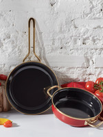 Karaca Retro Enamel Red Frying Pan Set