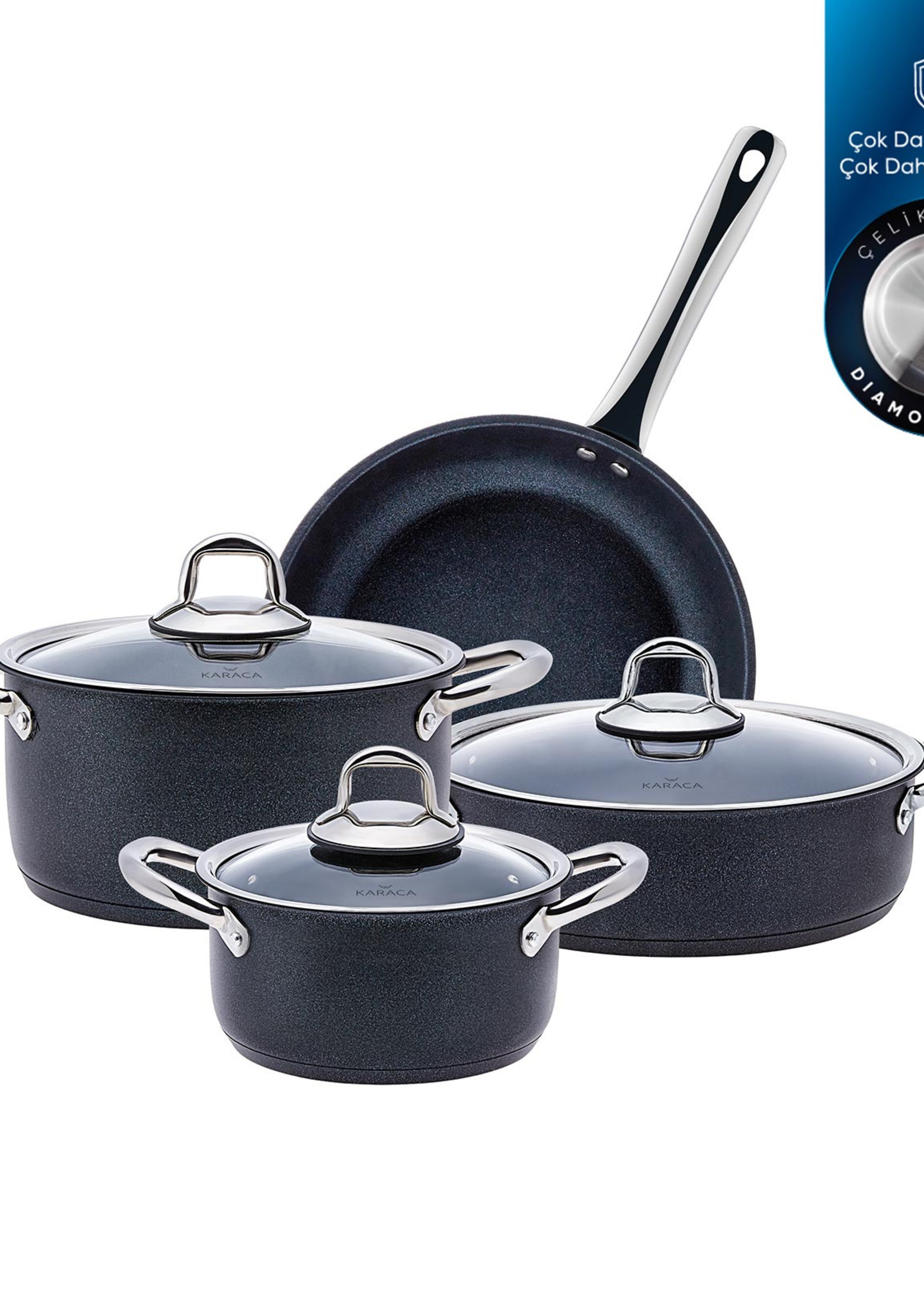 Karaca Diamond Steel Plus 7 Piece Cookware Set